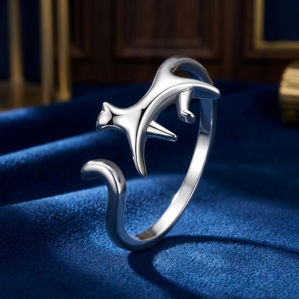 Anillo de plata de ley 925 oxidada para mujer