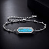 925 Sterling Silver White Gold Plated Bracelets with Synthetic Turquoise for Women