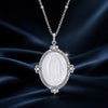 925 Sterling Silver Necklace with White Gold Plating, 40+5cm Length, CZ & Mother of Pearl Pendant for Women