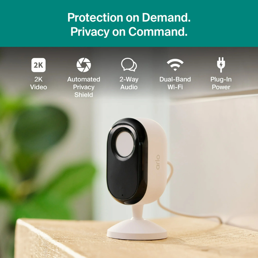 Arlo (VMC3070-100NAS) Essential Indoor Security Camera 3-го поколения (2025), белый (НОВИНКА)