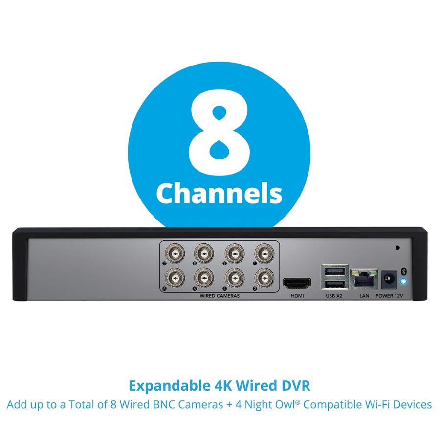 Night Owl (WM-BTD881-4LSA) 4 Camera System 8 Channel BT DVR with 1TB Hard Drive (NEW)