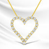 14K Yellow Gold Plated .925 Sterling Silver 2.00 Cttw Shared Prong-Set Round Brilliant-Cut Diamond Open Heart 18