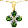2.70 Carat Genuine Chrome Diopside and White Topaz .925 Sterling Silver Pendant