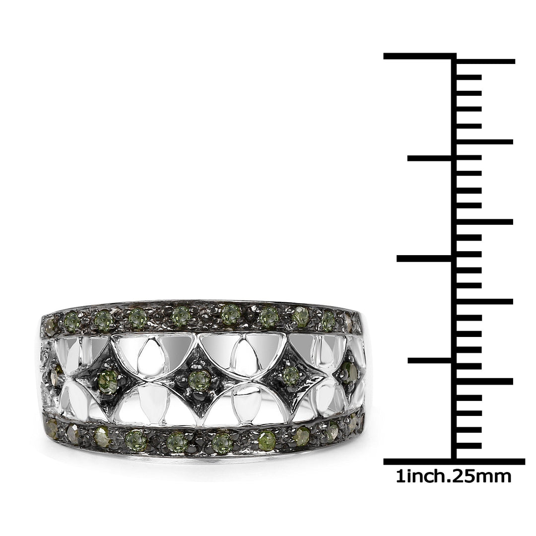 Anillo de plata de ley .925 con diamante verde auténtico de 0.32 quilates