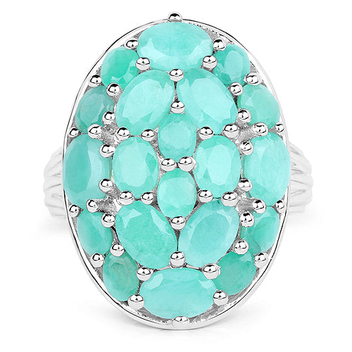 Anillo de Plata Fina .925 con Esmeralda Genuina de 5.48 Quilates