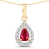 1.03 Carat Genuine Ruby and White Diamond 14K Yellow Gold Pendant