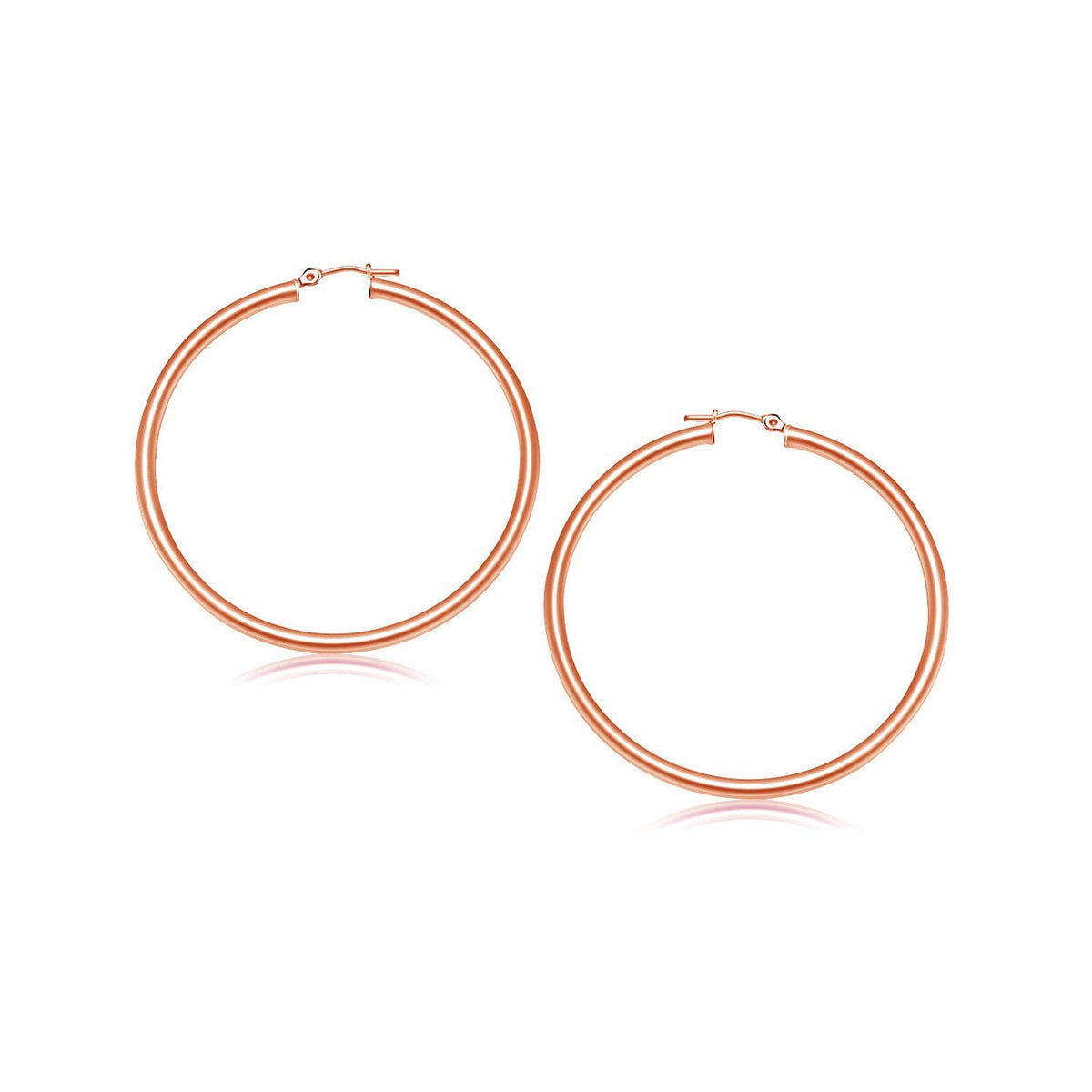 Pendientes de aro pulidos de oro rosa de 14k (25 mm)