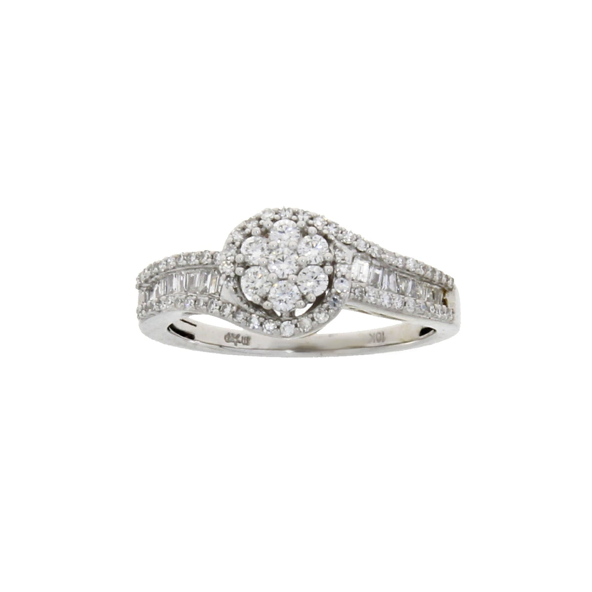 Oro blanco de 10 kt con diamante auténtico de 0,50 ct, solo el anillo