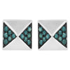14K White Gold 1/4 Cttw Treated Blue Diamond Pyramid Stud Earring (Blue Color, SI1-SI2 Clarity)