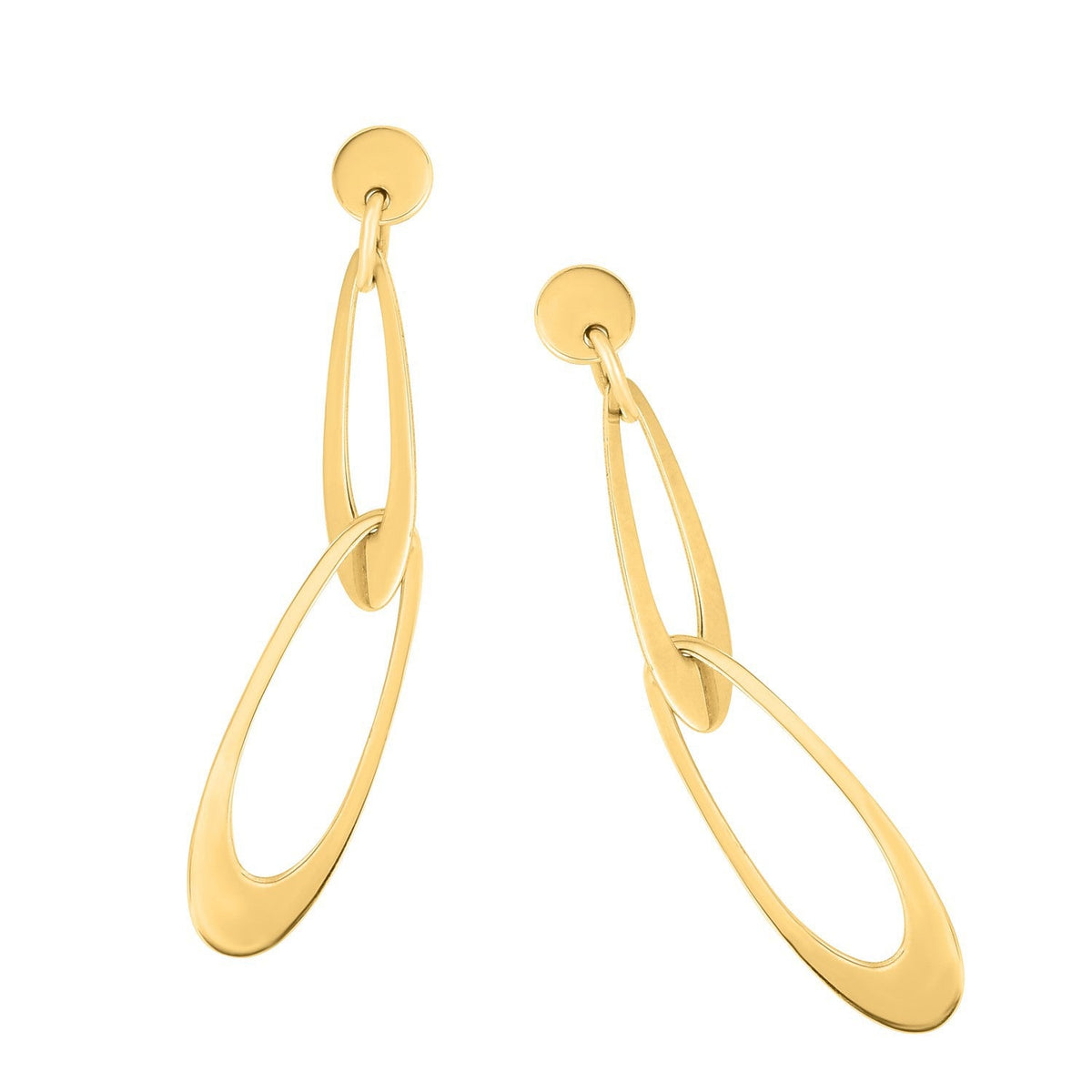 Pendientes italianos de eslabones ovalados de oro amarillo de 14 quilates
