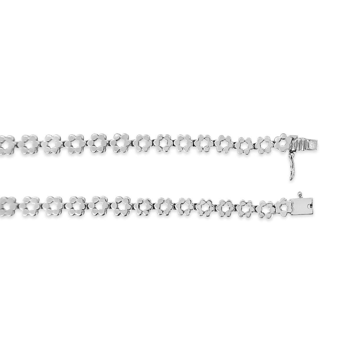 Collar llamativo Riviera Graduado de Oro Blanco de 14K con Diamantes Redondos Engastados en Pavé de 8.0 Cttw Certificado por IGI (Color H-I, Claridad I1)