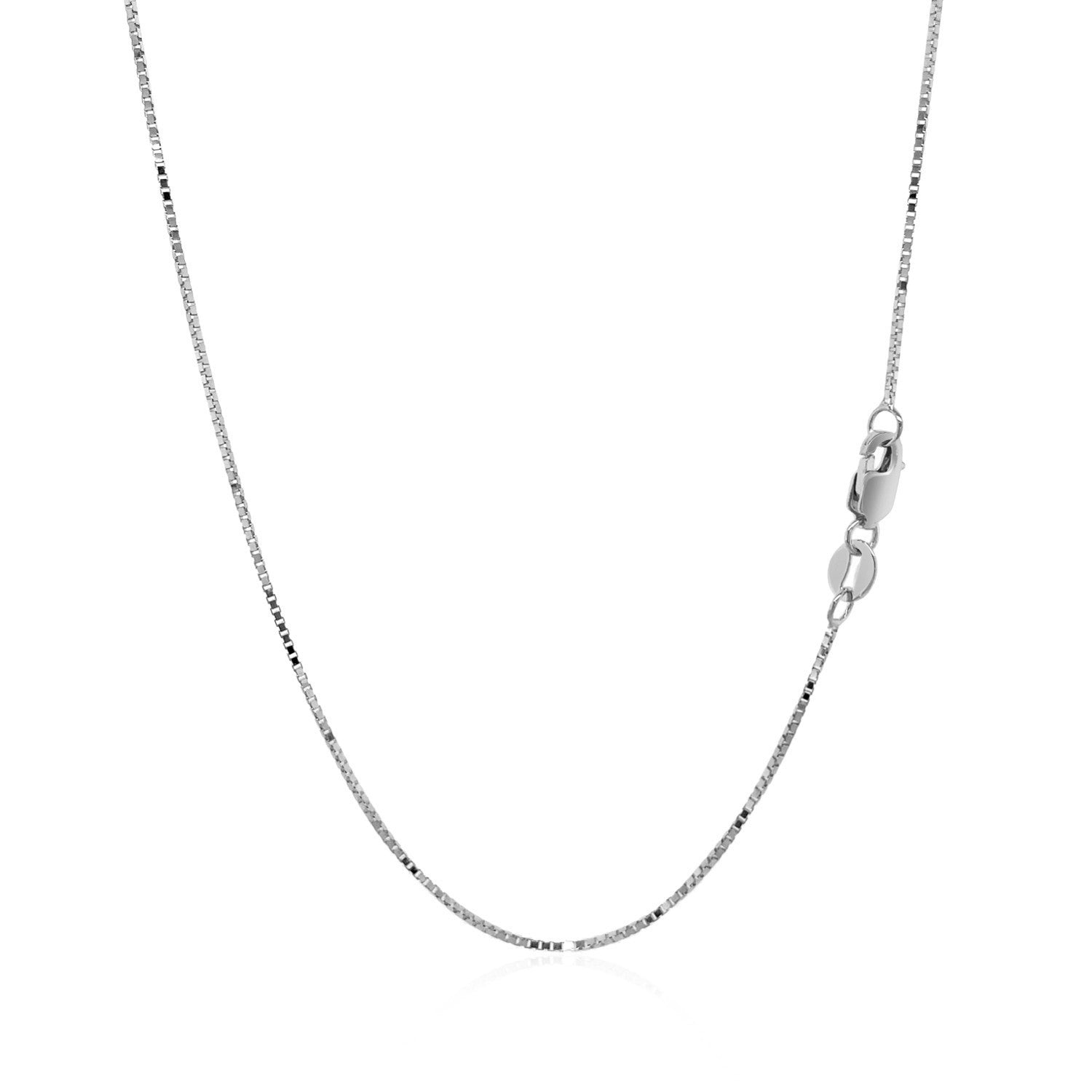 Cadena clásica de caja de oro blanco de 14k de 0.7mm