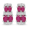 3.20 Carat Glass Filled Ruby .925 Sterling Silver Earrings