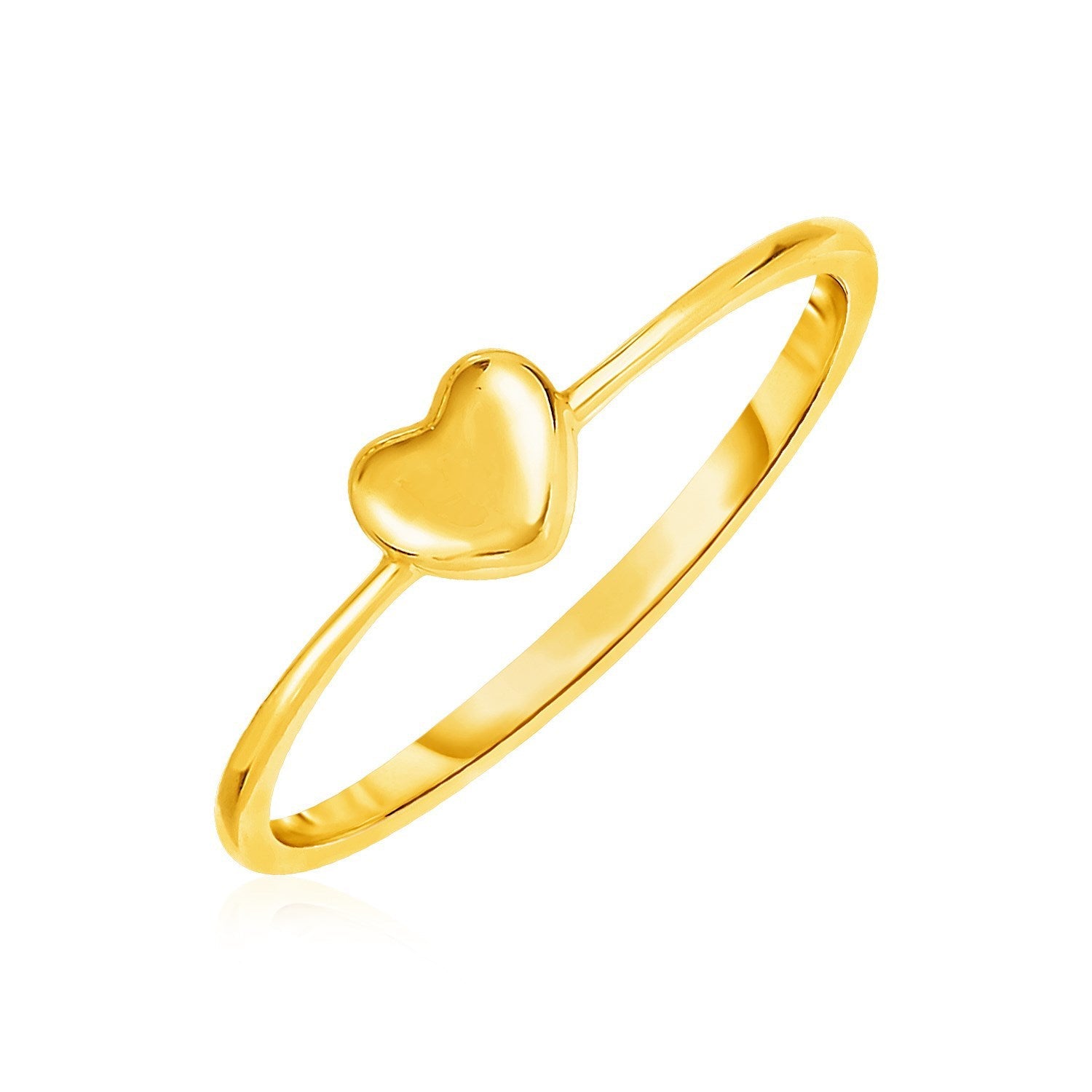 Anillo de oro amarillo de 14k con corazón abombado