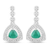 1.39 Carat Genuine Zambian Emerald and White Diamond 14K White Gold Earrings