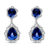 18K White Gold Blue Sapphire and Diamond 2.00 Cttw Diamond Halo Drop and Dangle Earring (G-H Color, SI1-SI2 Clarity)