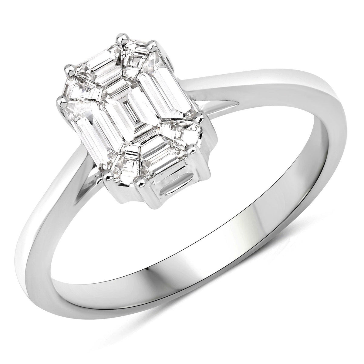 Anillo de oro blanco de 18 quilates con diamante blanco genuino de 0,48 quilates