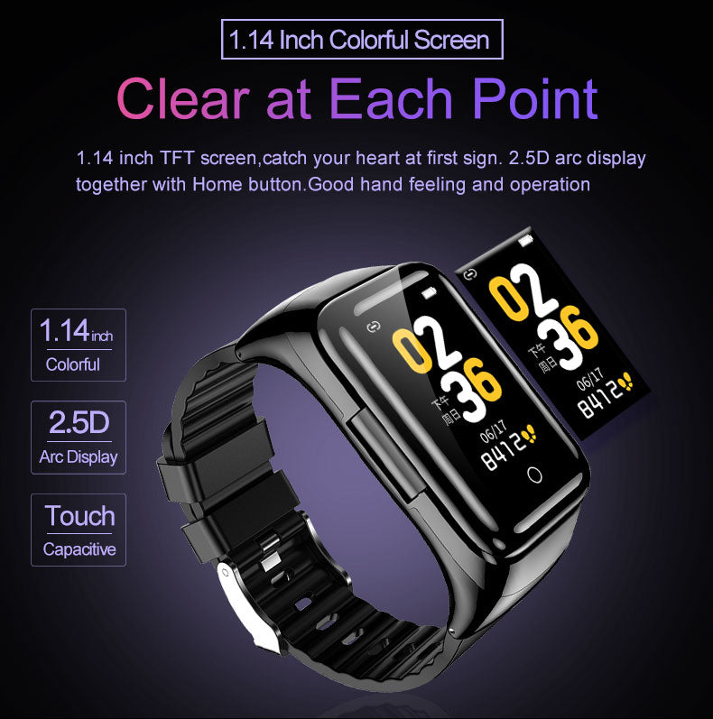 2-in-1 Wireless Bluetooth Headset Smart Watch - Waterproof with Storage Compartment