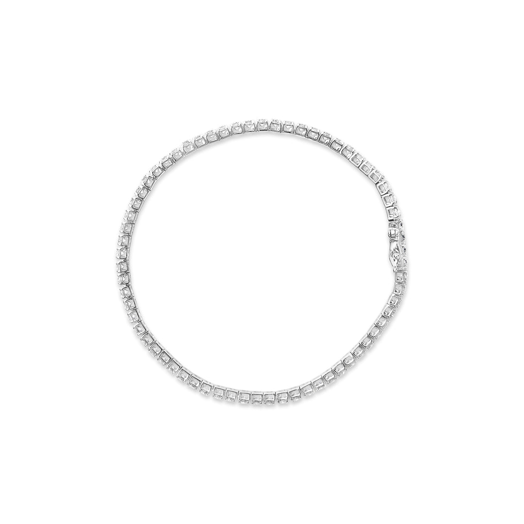 14K White Gold 4.0 Cttw Classic Lab-Grown Diamond Tennis Bracelet (F-G Color, VS2-SI1 Clarity) - 7" Inches