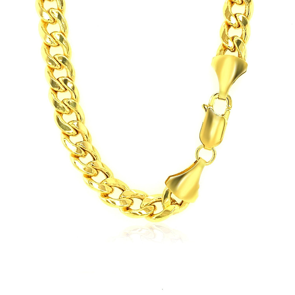 Cadena cubana ligera de Miami de oro amarillo de 10k y 6,5 mm