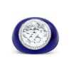 18K White Gold 14mm White Quartz and 1/5 Cttw Diamond Halo with Blue Enamel Dome Ring (F-G Color, VS1-VS2 Clarity) - Ring Size 7