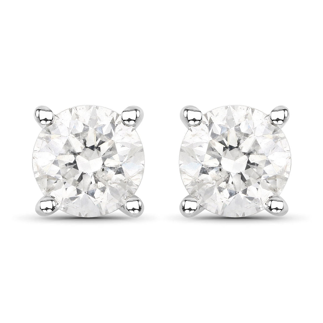 0.80 Carat Genuine White Diamond 14K White Gold Earrings