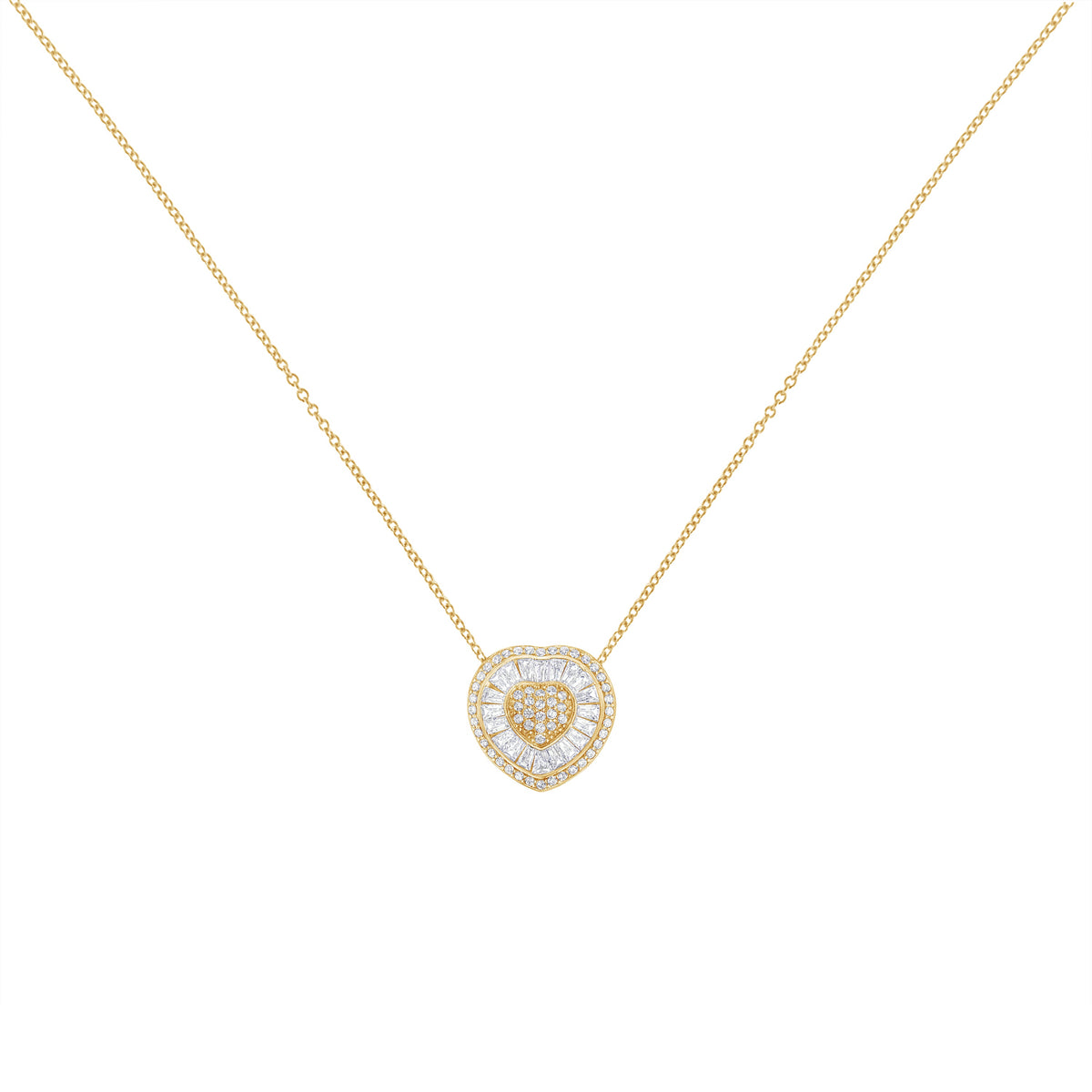 Collar con colgante de corazón de diamante de oro amarillo de 10 quilates (1/2 cttw, color H-I, claridad I1-I2)