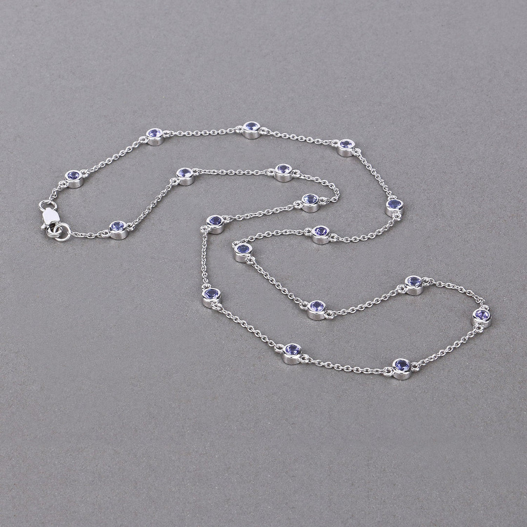 1.80 Carat Genuine Tanzanite .925 Sterling Silver Necklace