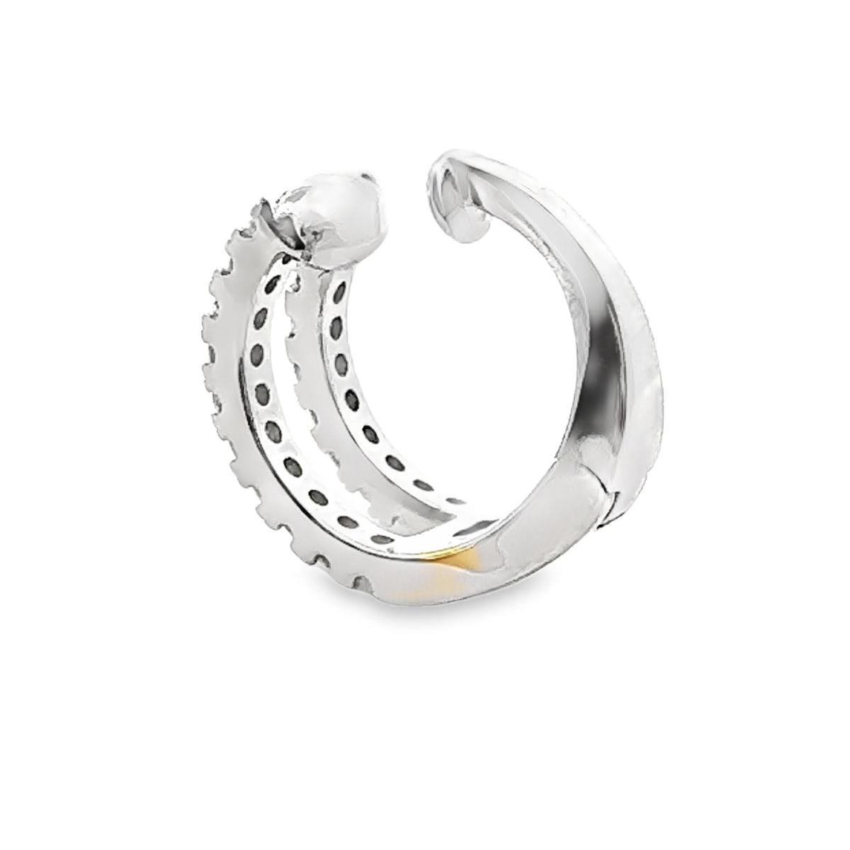Pendiente trepador de oro blanco de 14 quilates con diamante natural de 0,25 ct