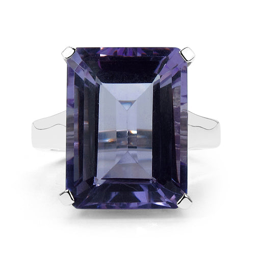 Anillo de plata de ley .925 con amatista auténtica de 11.47 quilates