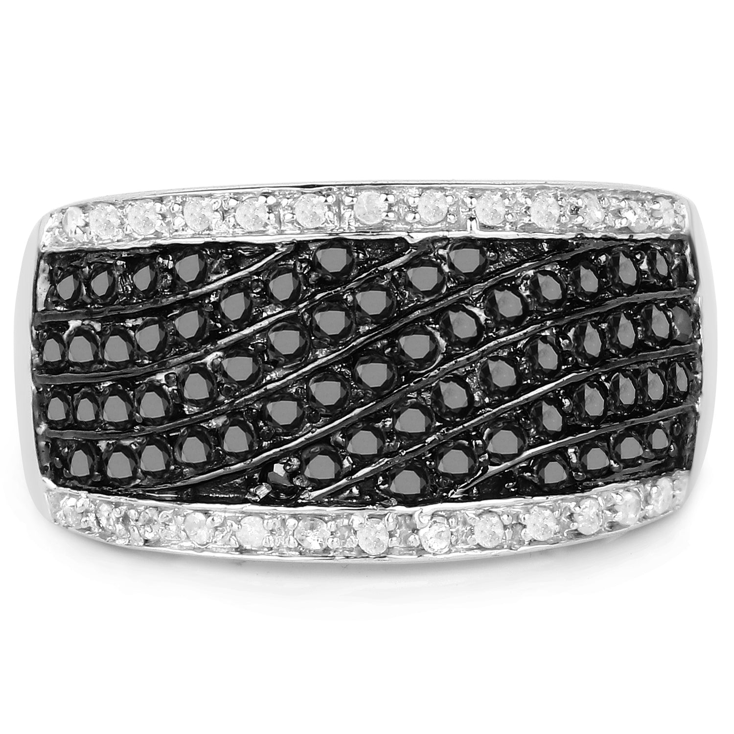 Anillo de plata de ley .925 con diamante negro auténtico de 0.79 quilates