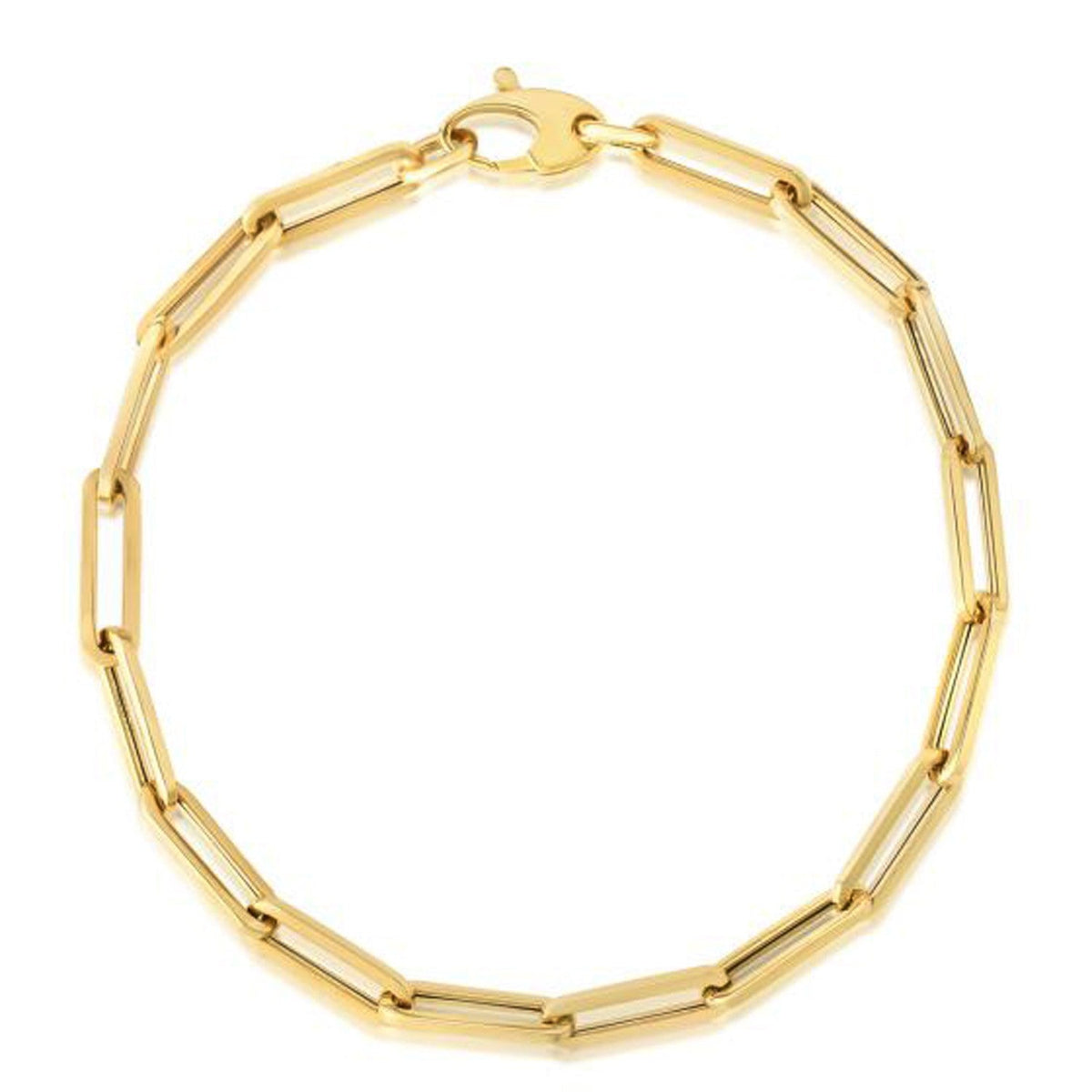 Pulsera de oro amarillo de 10K diseño Lite Paperclip (4.20 mm)