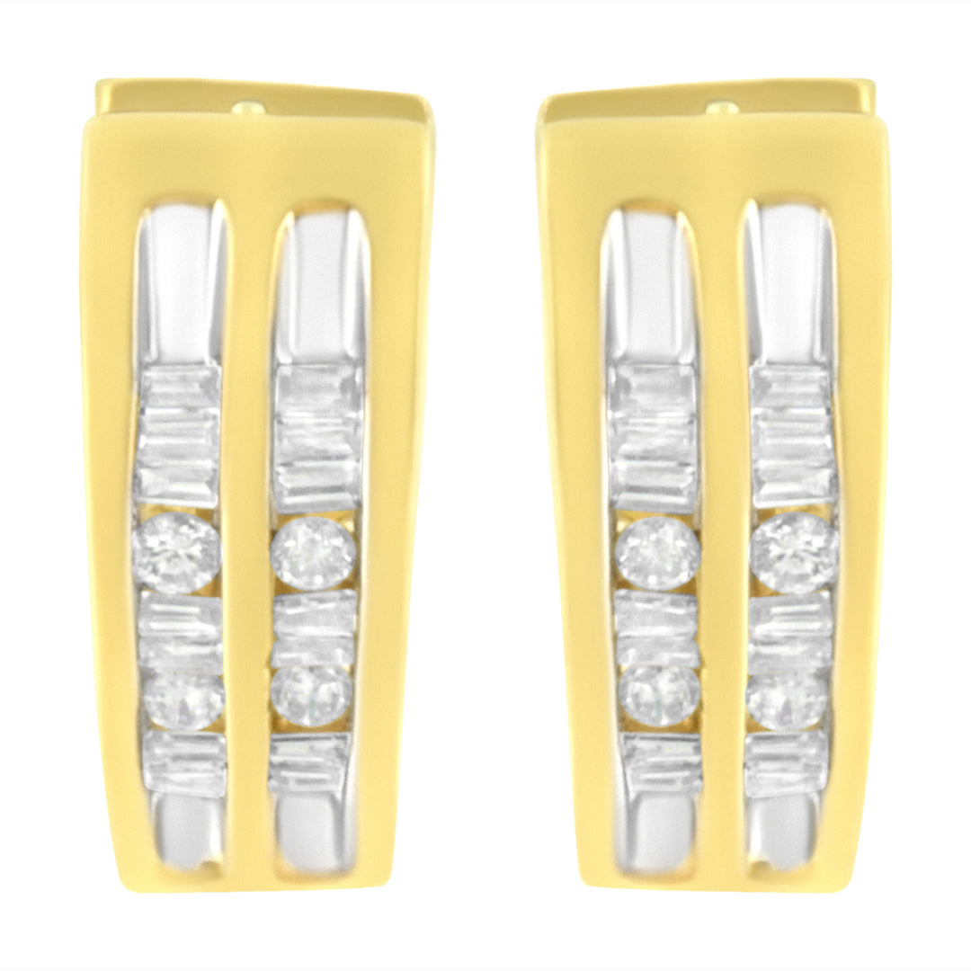 10K Yellow Gold 1/2 cttw Diamond Huggy Heart Hoop Earrings (I-J Clarity, I2-I3 Color)