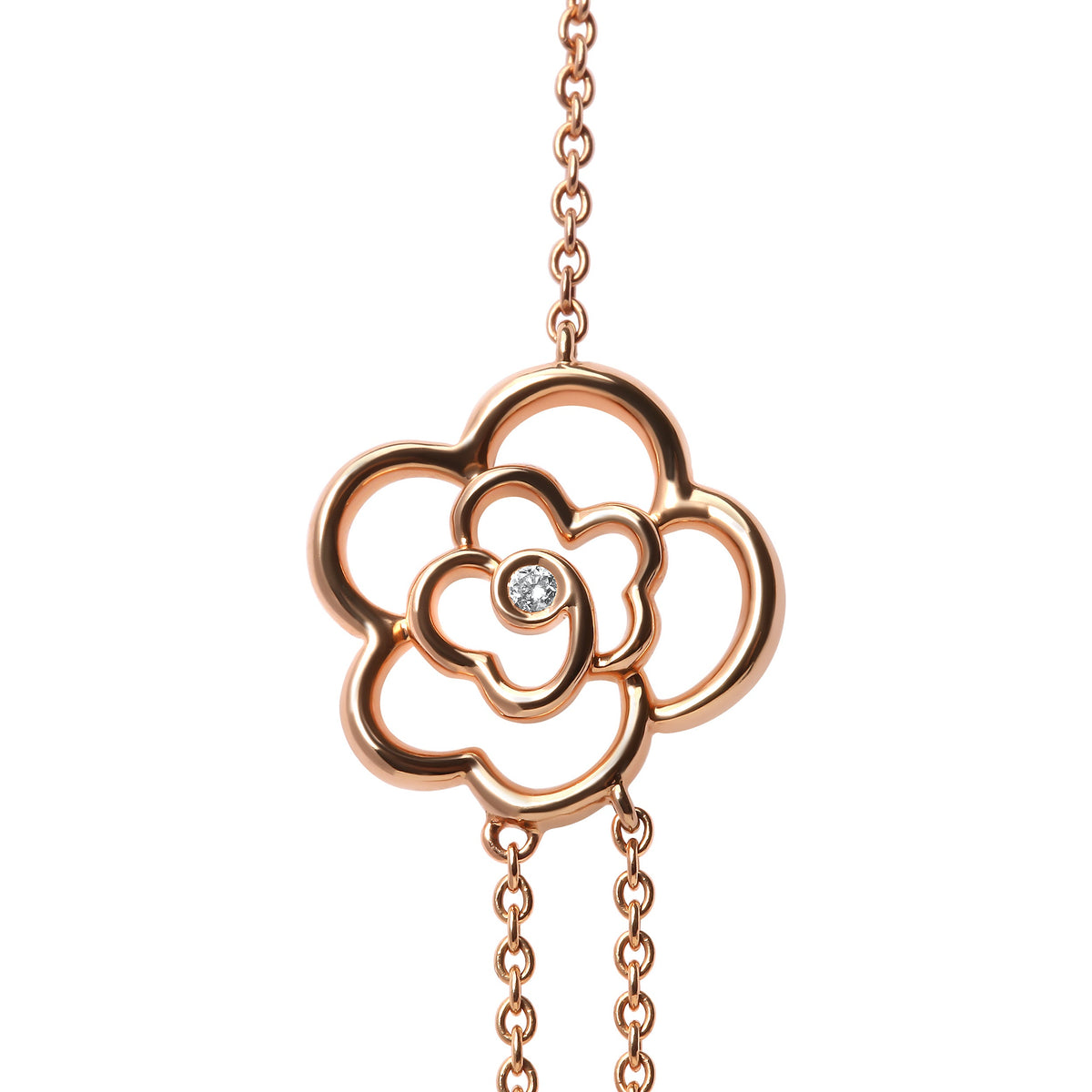 Collar de dos hilos con diamantes y perlas cultivadas de agua dulce en oro rosa de 18K y 0,50 qt. (Color G-H, claridad SI1-SI2) - Ajustable de 16 a 20 pulgadas
