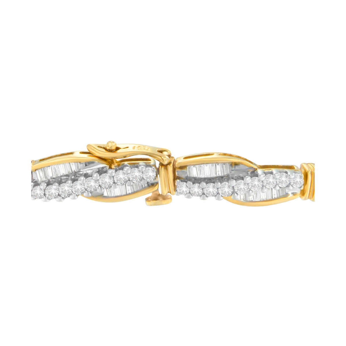 Pulsera de oro amarillo de 14 quilates con diamantes de talla redonda y baguette "Winding Love" (3,00 quilates en total, color H-I, claridad SI1-SI2)