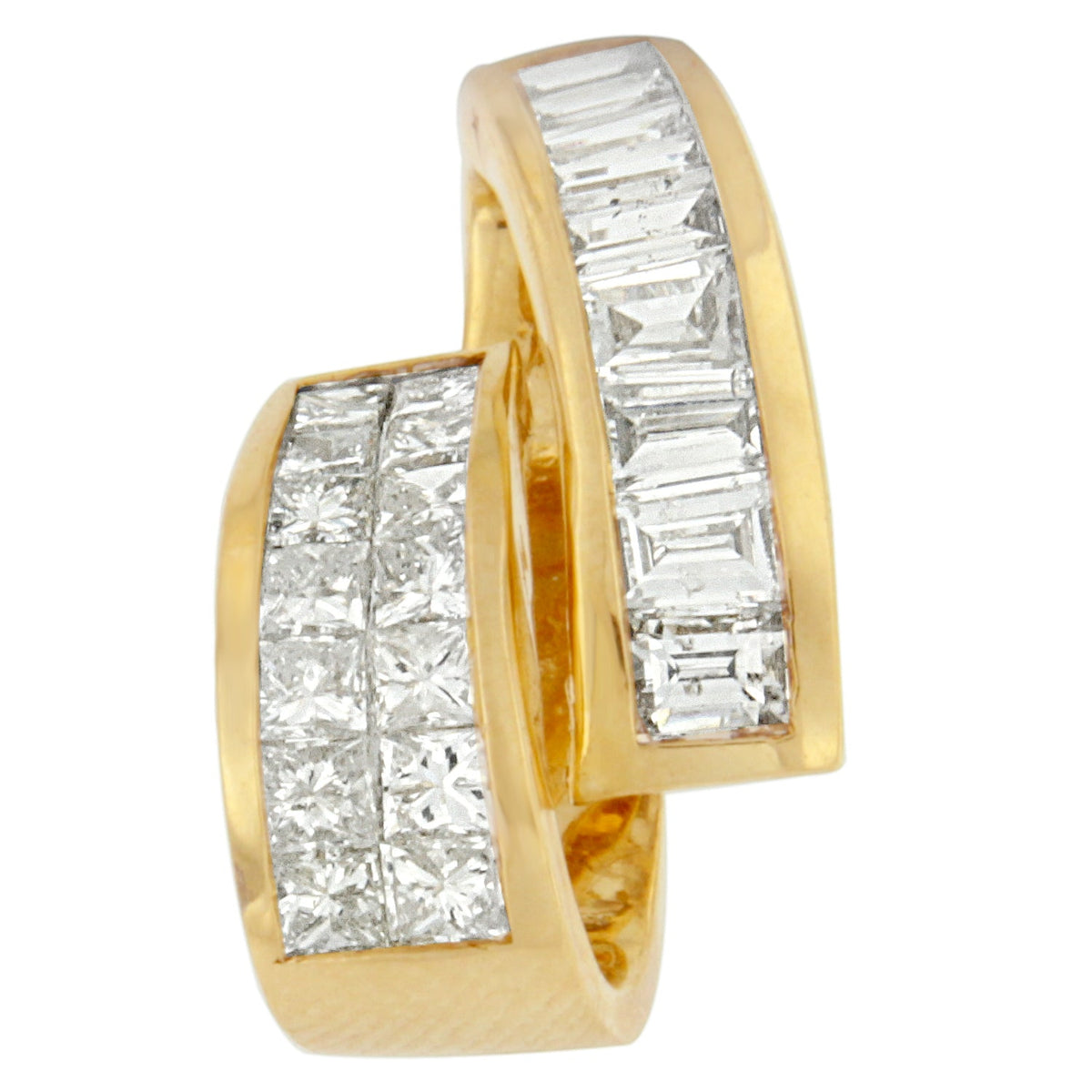 Colgante de oro amarillo de 14 quilates con diamantes de talla princesa y baguette de 1 5/8 cttw (G-H, VS2-SI1)