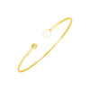 14k Yellow Gold Cuff Bangle with Pearl and Diamond