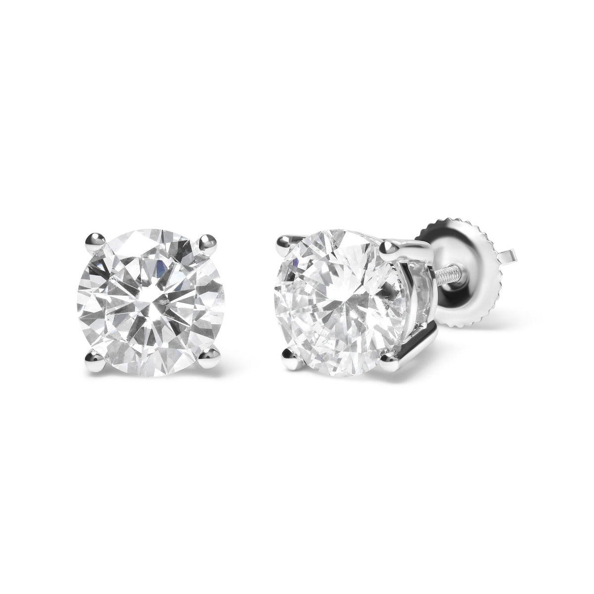 Pendientes IGI Certified de Oro Blanco de 14K, 5.00 Cttw, con Diamante Cultivado de Talla Brillante Redonda, Diseño Clásico de 4 Garras y Cierres de Rosca (Color F-G, Claridad SI1)