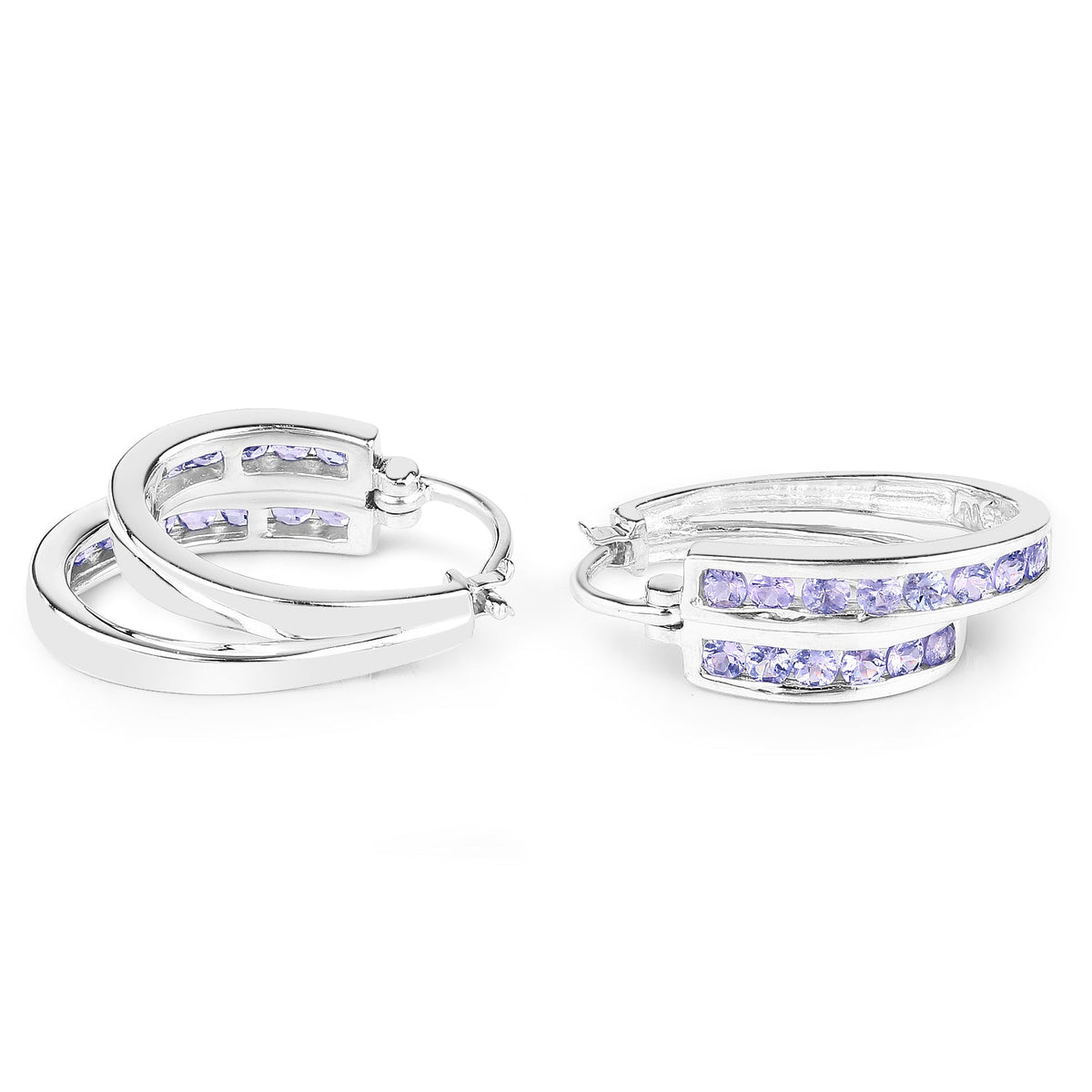 1.40 Carat Genuine Tanzanite .925 Sterling Silver Earrings - imagen 4 de 8