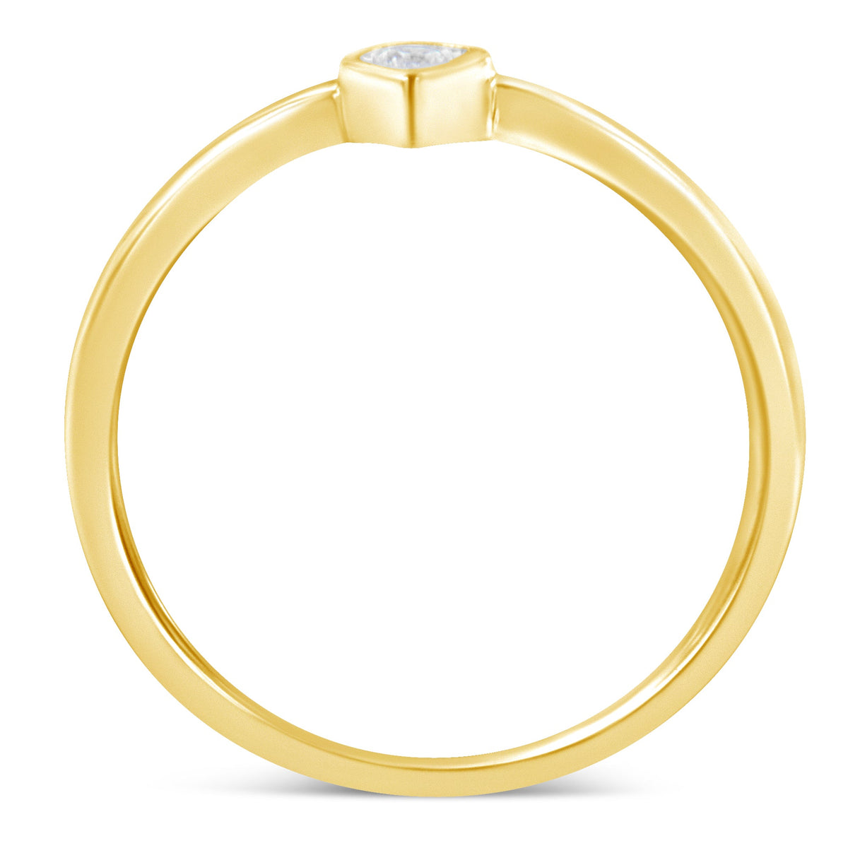 Anillo de moda pequeño con forma de pera y lágrima de oro amarillo de 14 quilates sobre plata de ley .925 con diamante de 1/20 quilate engastado "milagro" (color J-K, claridad I1-I2) - Talla 6