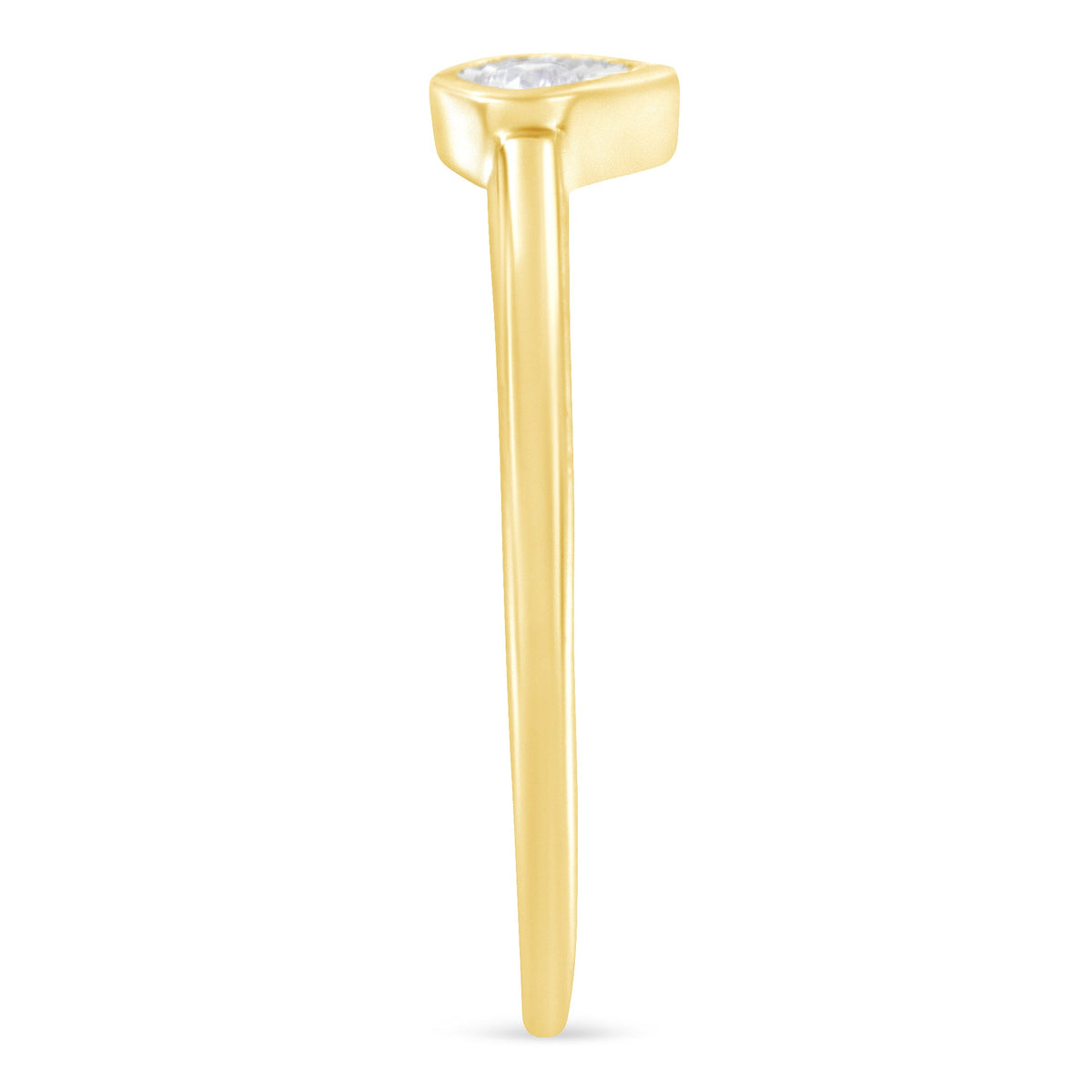 Anillo de moda pequeño con forma de pera y lágrima de oro amarillo de 14 quilates sobre plata de ley .925 con diamante de 1/20 quilate engastado "milagro" (color J-K, claridad I1-I2) - Talla 6