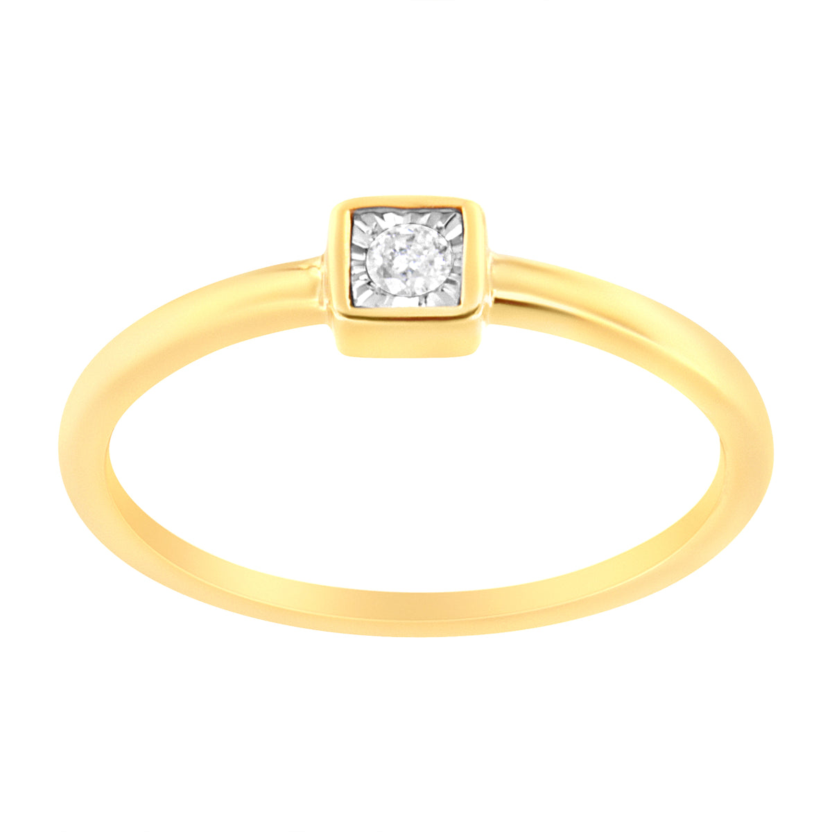 Anillo de promesa de plata de ley .925 chapado en oro amarillo de 14K con diamantes de 1/20 quilates en engaste milagro (color J-K, claridad I1-I2) - Talla 6
