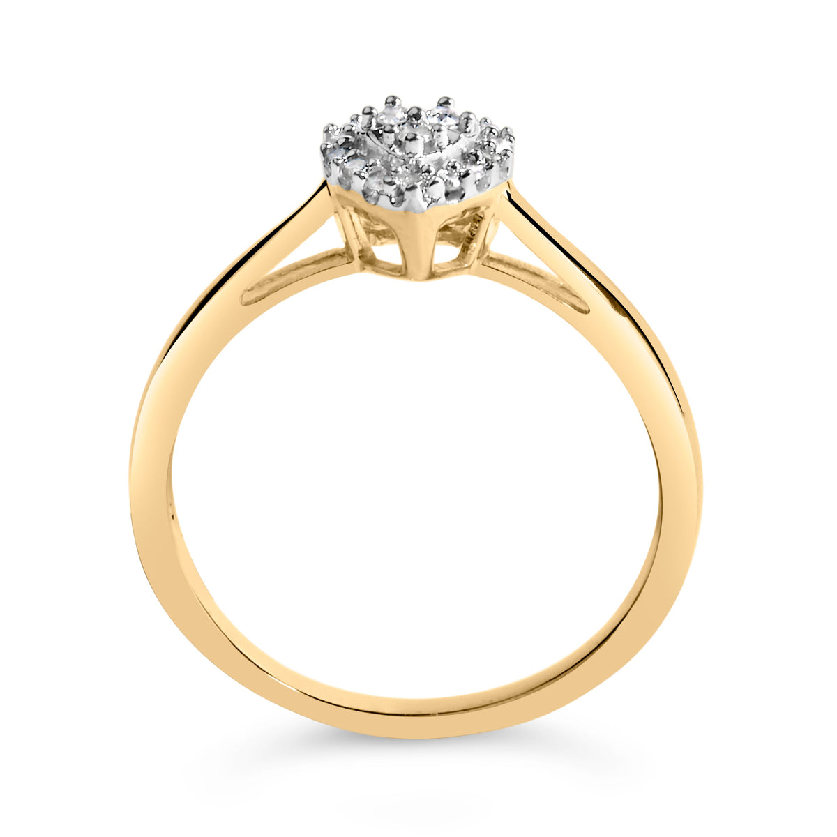 Anillo de promesa de oro amarillo de 10 quilates con diamantes de 1/10 Cttw en forma de corazón y halo - imagen 5 de 5