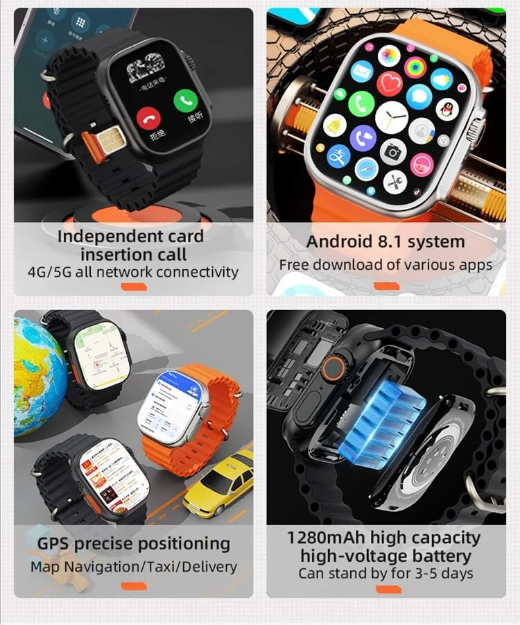 Android Watch Ultra 2 — умные часы на базе ОС Android со встроенной камерой, 5G, GPS, Wi-Fi, Bluetooth 