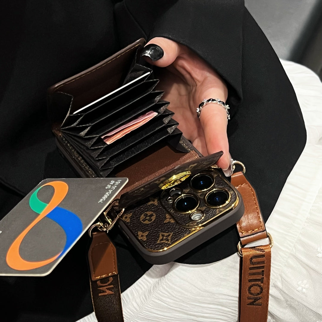 Estuche de teléfono con tarjetero de lujo clásico nuevo