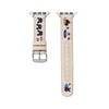 Embroidered rabbit canvas leather Apple Watch strap