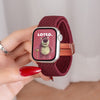 Correa elástica de punto color rojo vino retro para Apple Watch
