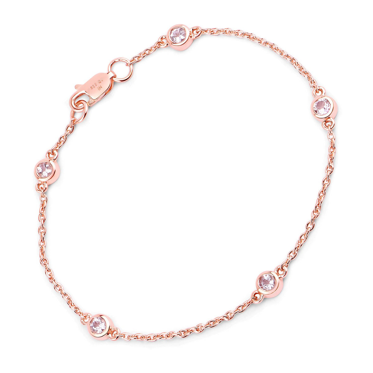 Pulsera de plata de ley .925 con morganita genuina de 0.45 quilates