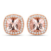 2.71 Carat Genuine Morganite and White Diamond 14K Rose Gold Earrings
