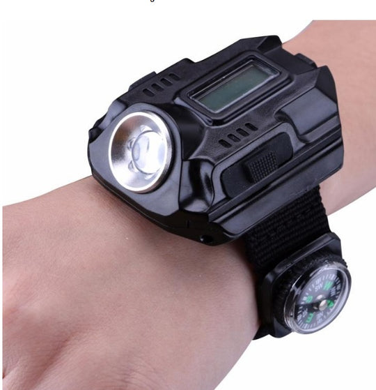 Watch with LED Flashlight - Time Display and Compass - Waterproof